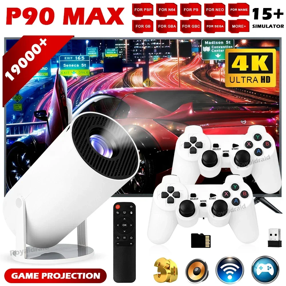 Retro Gaming And Projector - P90 Max Portable Smart Gaming Projector