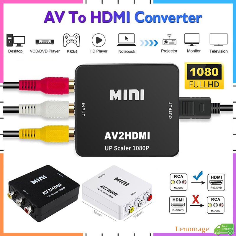 Retro Gaming And Projector - AV RCA to HDMI Converter 1080P