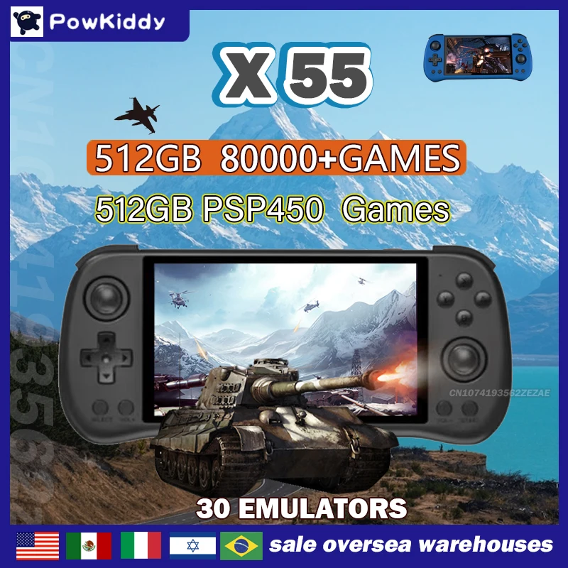 80000Games 512G POWKIDDY X55 5 - Retro Gaming Com ulasan dan harga