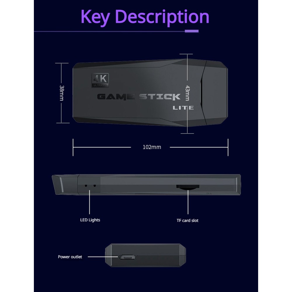 Portable 4K Retro Game Stick C - Retro Gaming Com ulasan dan harga