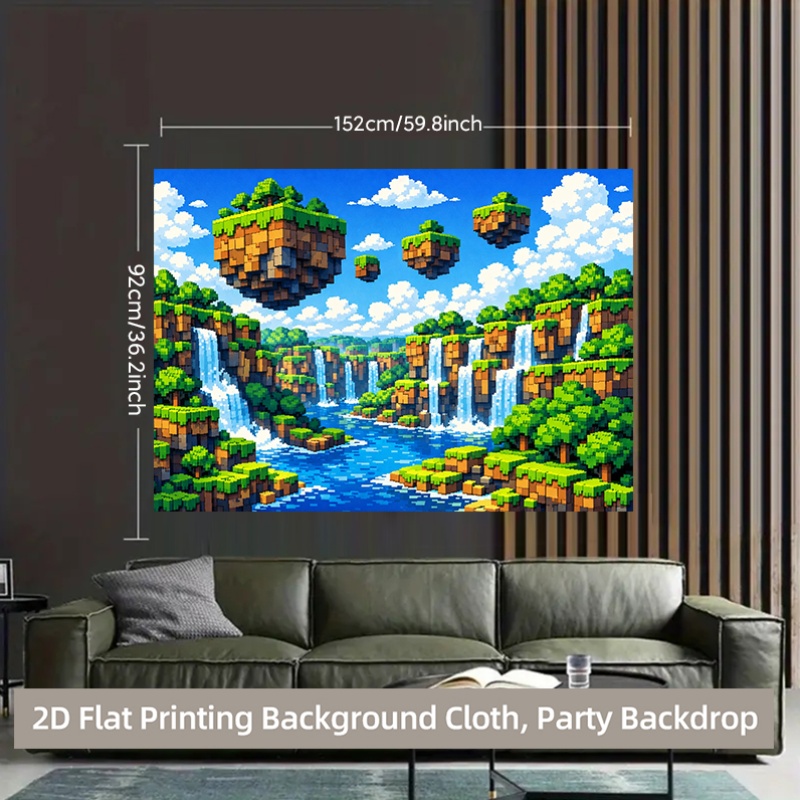 2D Flat, 1pc Pixel Waterfall & - Retro Gaming Banner ulasan dan harga