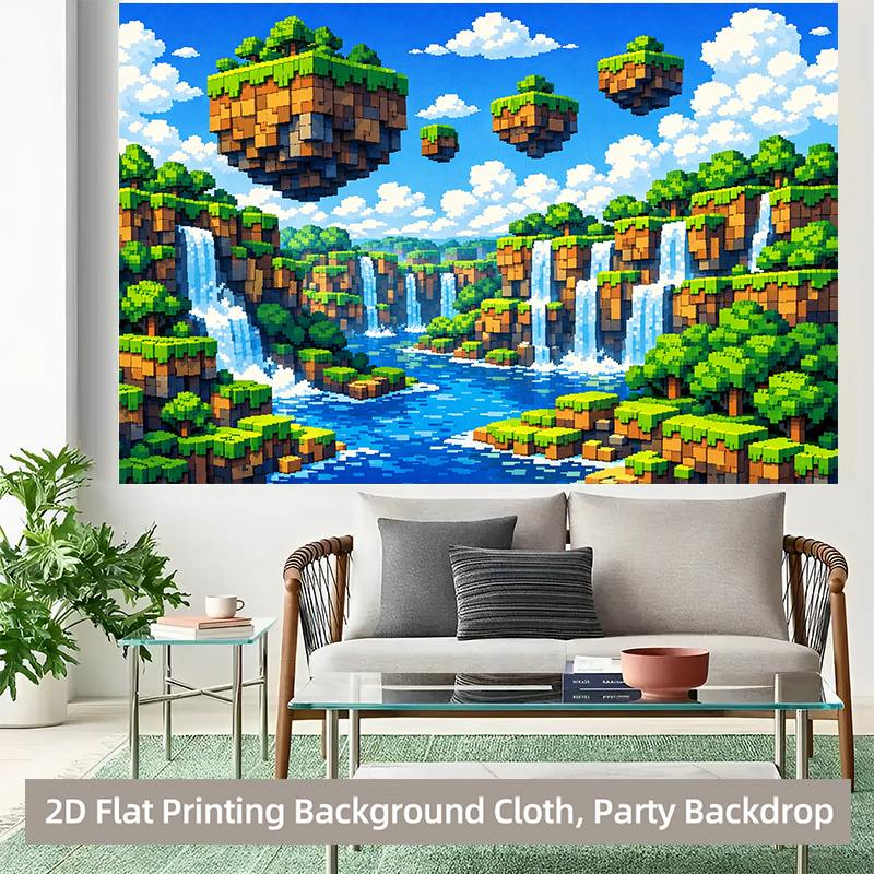 2D Flat, 1pc Pixel Waterfall & - Retro Gaming Banner ulasan dan harga