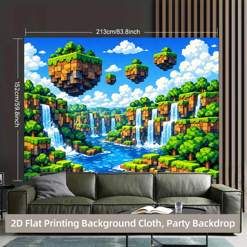 2D Flat, 1pc Pixel Waterfall & - Retro Gaming Banner ulasan dan harga