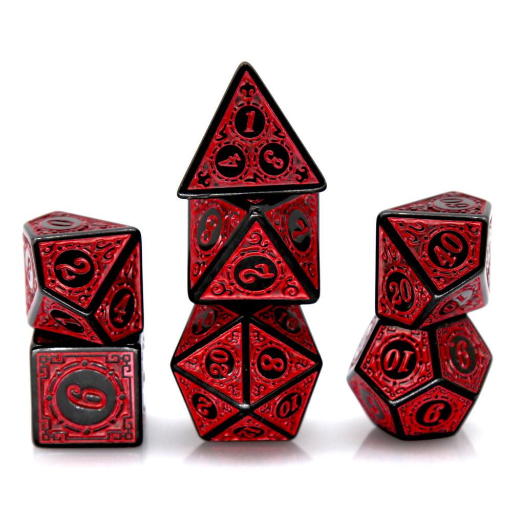 7Pcs Black Red Acrylic Polyhed - Retro Gaming Table ulasan dan harga