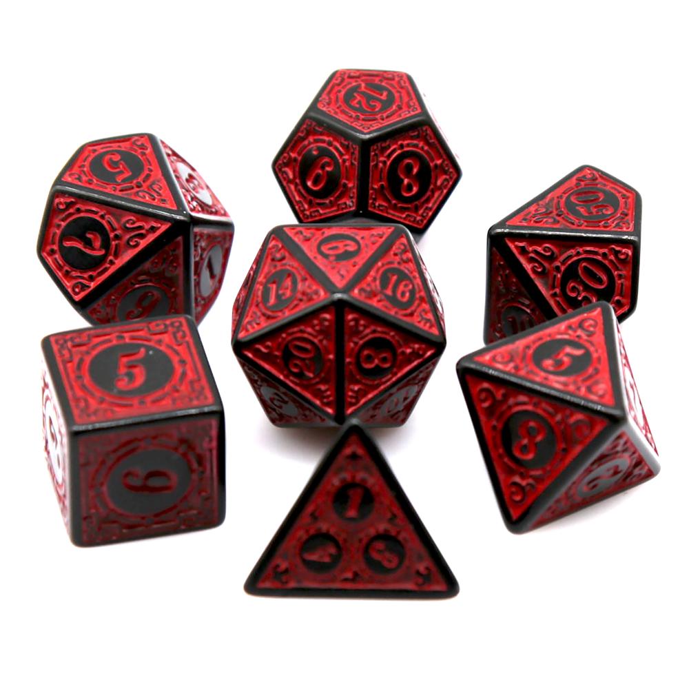7Pcs Black Red Acrylic Polyhed - Retro Gaming Table ulasan dan harga